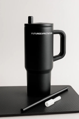 Matte Black Stainless Steel Travel Tumbler with Handle – 40oz