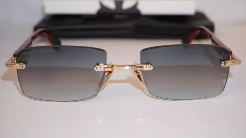 Modern Grey Cap & Premium Rimless Sunglasses Combo with Montblanc Case