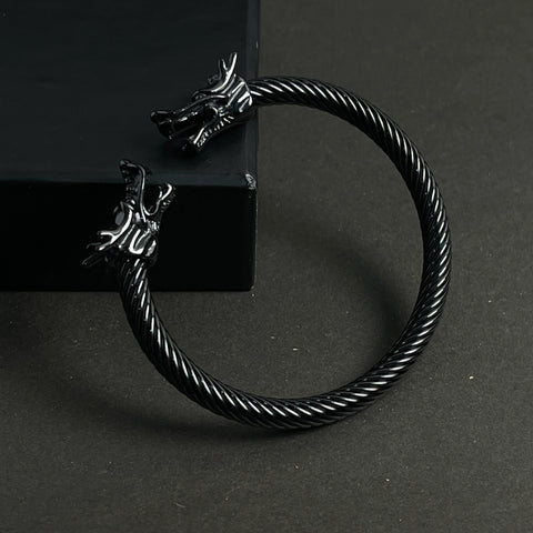 Black Stainless Steel Dragon Head Bracelet for Men & Boys