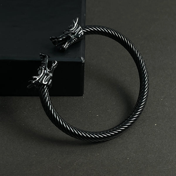 Black Stainless Steel Dragon Head Bracelet for Men & Boys