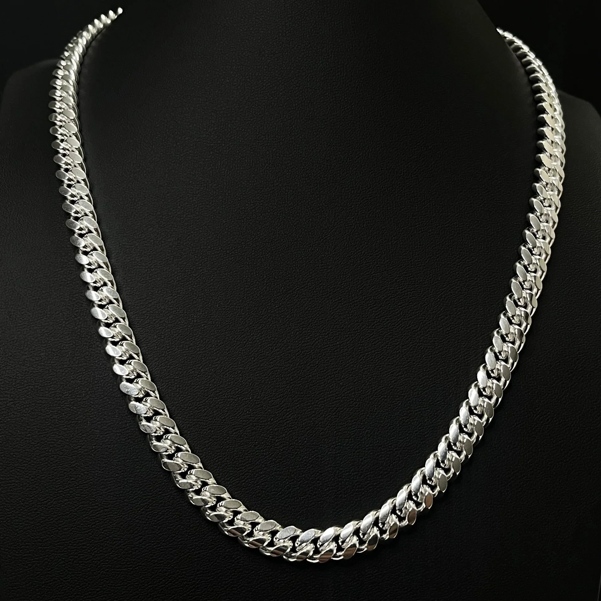 Men’s Silver Jewelry Set | Cuban Chain, Black Stone Ring & Braided Bracelet