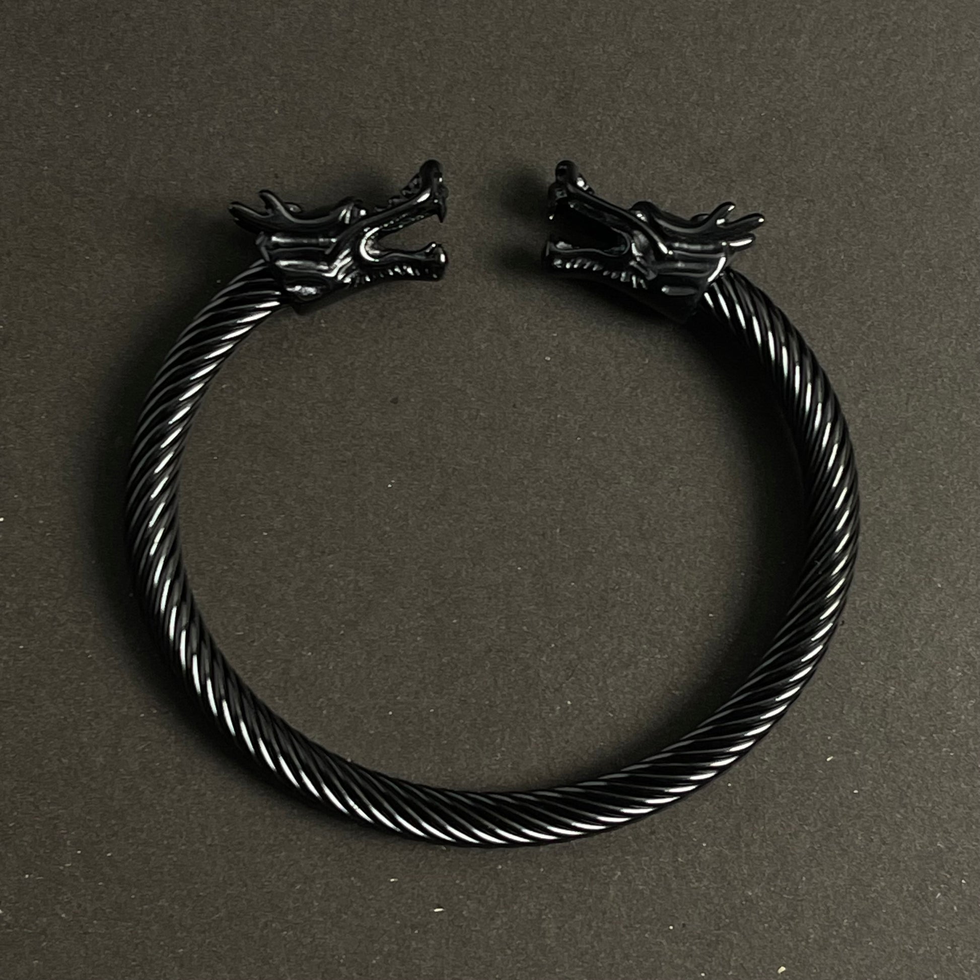Black Stainless Steel Dragon Head Bracelet for Men & Boys