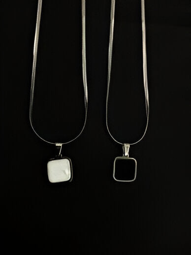 Men’s Geometric Silver Jewelry Set – Necklace, Ring & Bracelet with Black Detailing